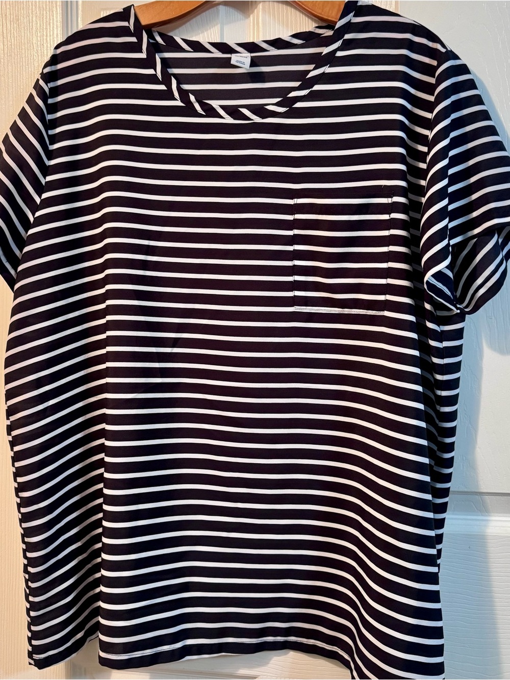 Striped Black and White Blouse - Size X-Large